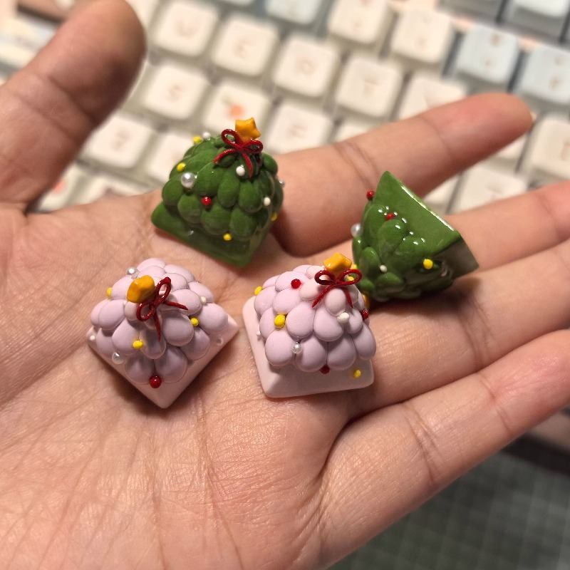 Keycaps Artisan Resin Handmade - شجرة عيد الميلاد كيكابس مخصص التصميم