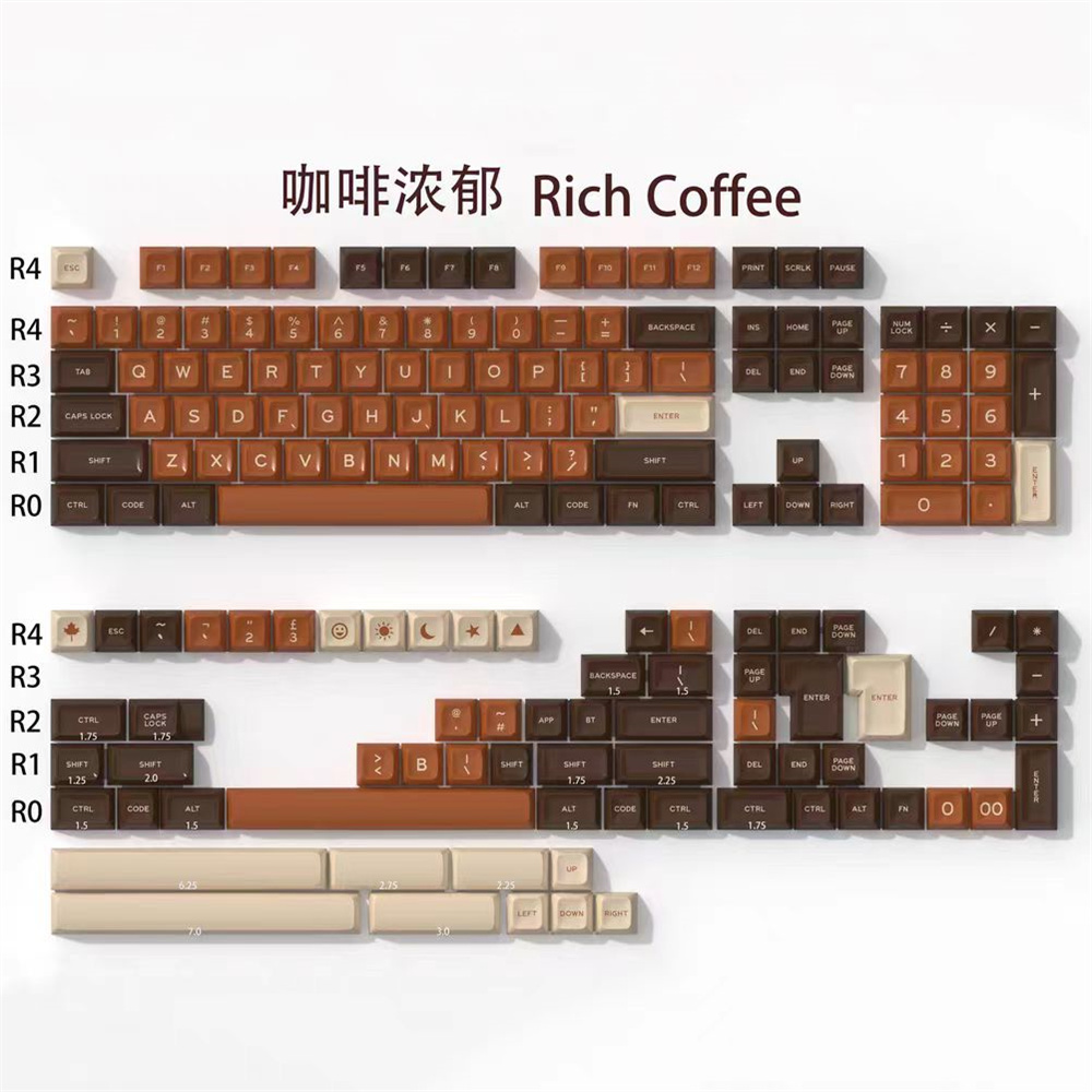 Keycaps Set Sa Profile Abs - مجموعة أغطية مفاتيح القهوة الغنية لقطة