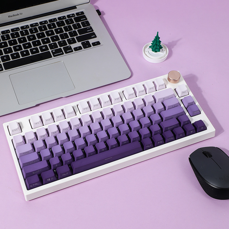 Keycaps Oem Profile 87 Keys - العطر الداكن الأرجواني التدرج أغطية المفاتيح