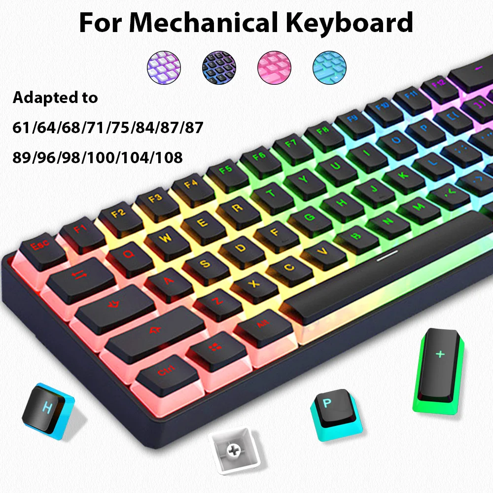 Keycaps Pbt Double Shot 104 Keys - 129 مفتاحًا أغطية مفاتيح بودنغ PBT