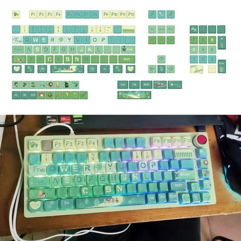 Keycaps Xda Profile Pbt Dye Sub - أغطية مفاتيح خضراء 127 مفتاحًا XDA