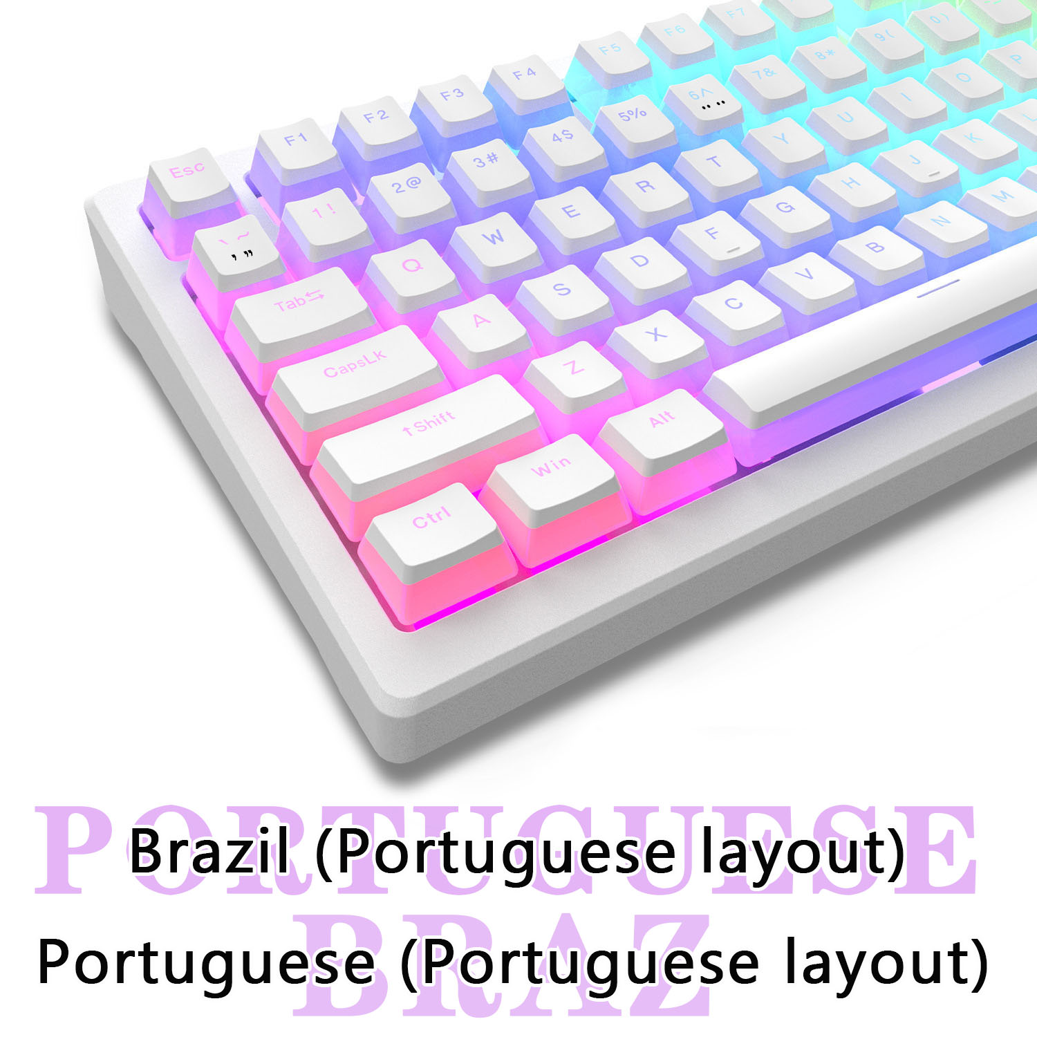 Keycaps Translucent Pudding Rgb - أغطية مفاتيح PBT بتصميم بادينغ، بروفايل
