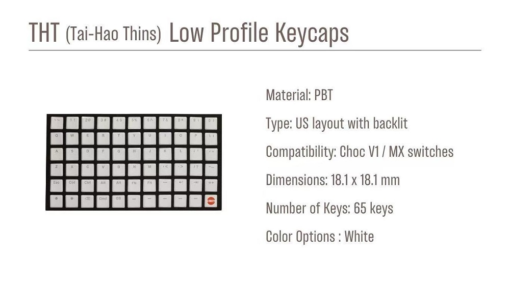 أغطية مفاتيح بيضاء من Taihao T - مراجعة Keycaps Low Profile Choc وسعره