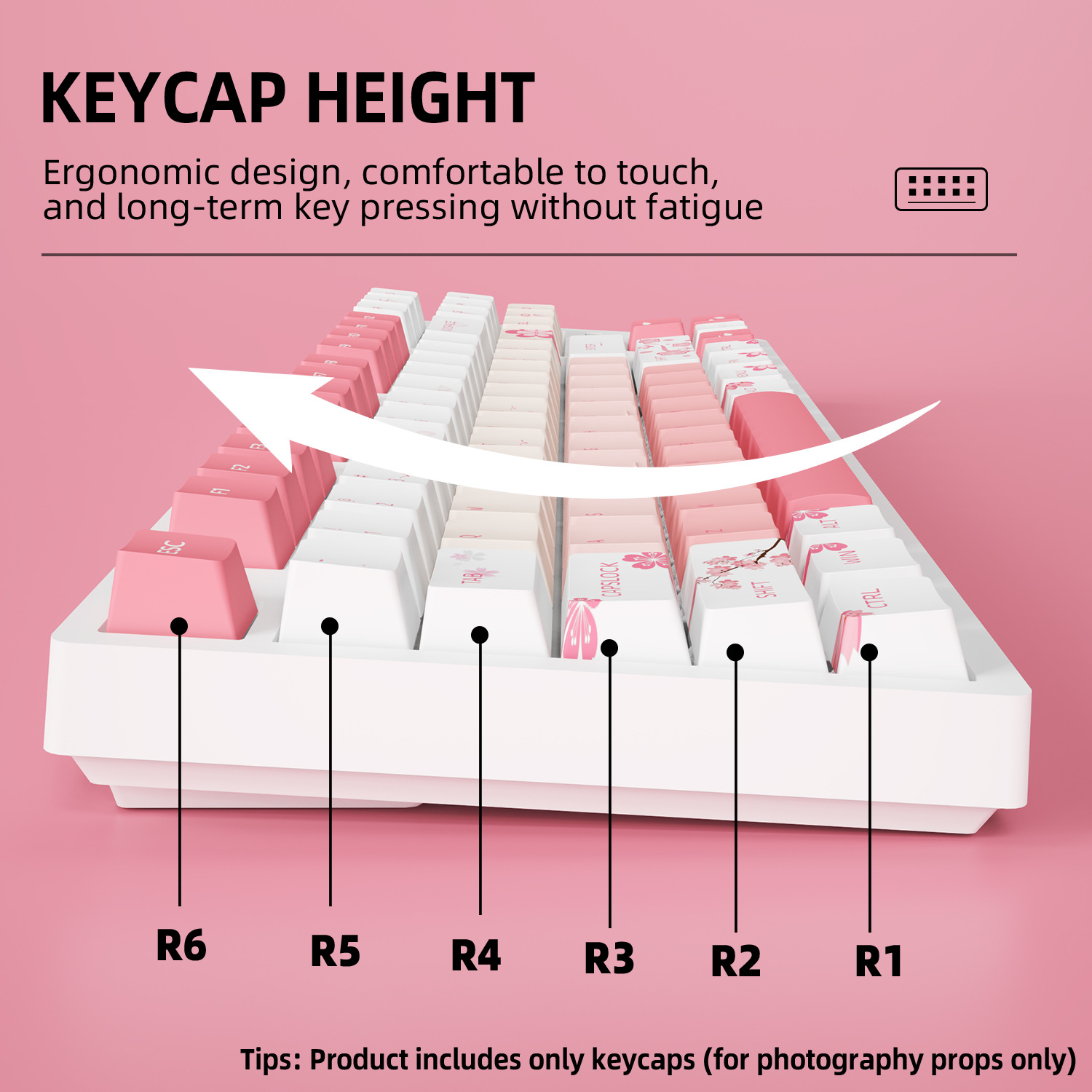 أغطية مفاتيح وردية بتصميم زهر  - مراجعة Keycaps Cherry Profile Pbt وسعره