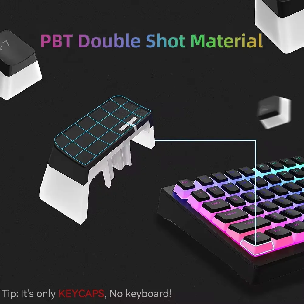 129 مفتاحًا من أغطية المفاتيح  - مراجعة Keycaps Translucent Pudding Rgb وسعره