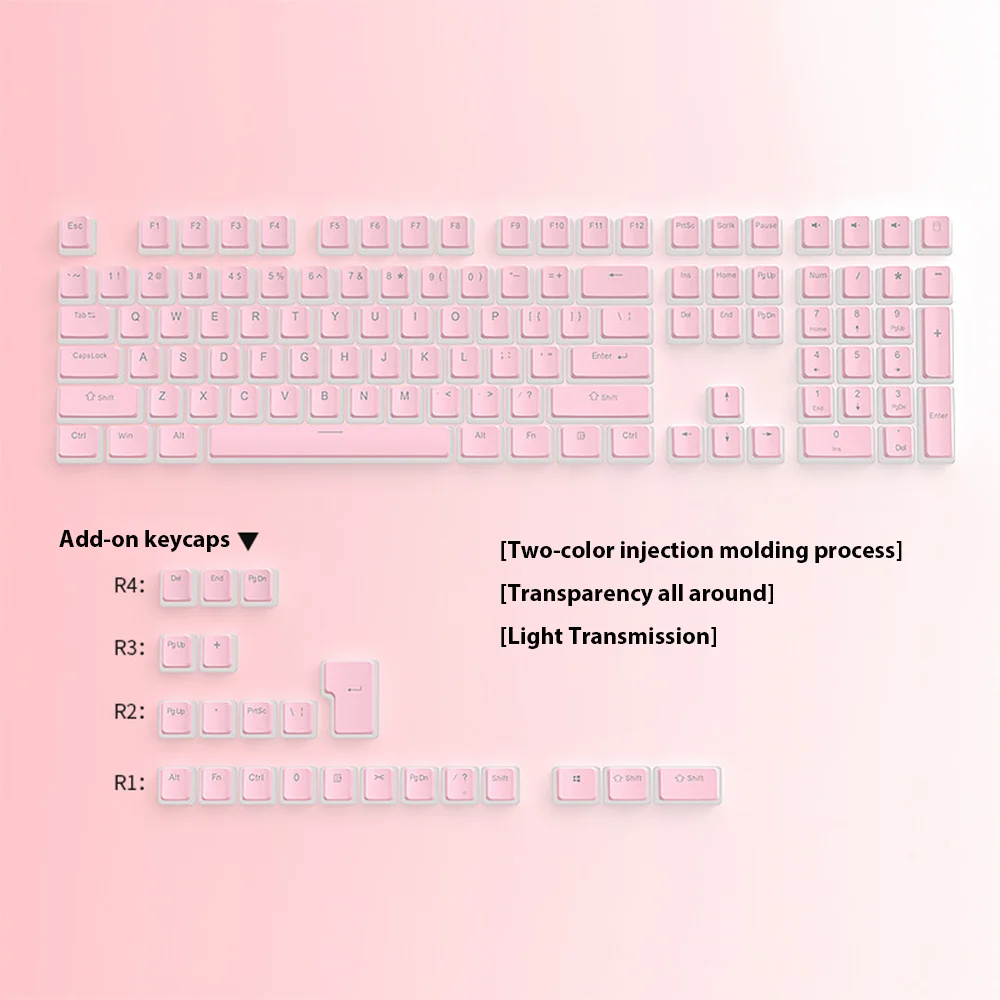 129 مفتاحًا أغطية مفاتيح بودنغ - مراجعة Keycaps Pbt Double Shot 104 Keys وسعره